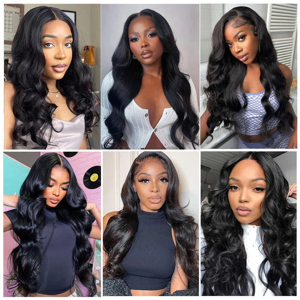 32 Inch Raw 100% Human Hair Bundles with Frontal Body Wave Human Hair Natural Black Raw Hair Bundles and Frontal For Extensions