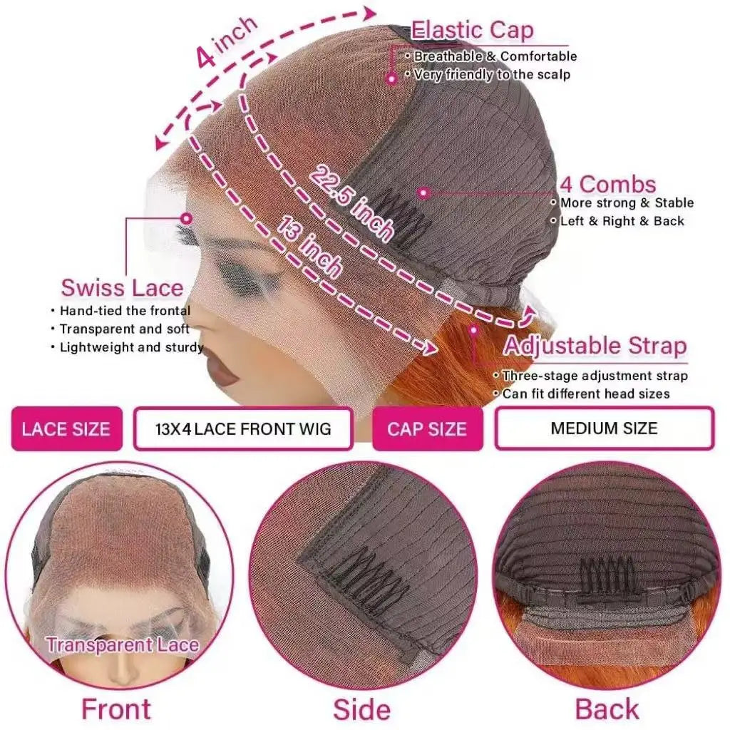 Vietnamese Raw Hair Wigs Deep Wave Cuticle Aligned Hair Ginger Wigs Human Hair Lace Front 30 40inch Virgin Curly Wig Human Hair