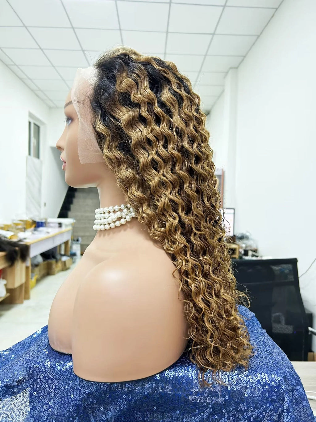 Hot Selling Highlight Water Wave Wig High Quality Brazilian Human Hair Wigs Indian Hair Wholesale Price Spanish Wave Human Hair