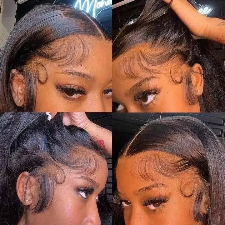 Straight 13x4 Glueless Lace Front Wig Human Hair 18inch to 30inches Natural Color 200% Density Full Lace Frontal Human Hair Wigs