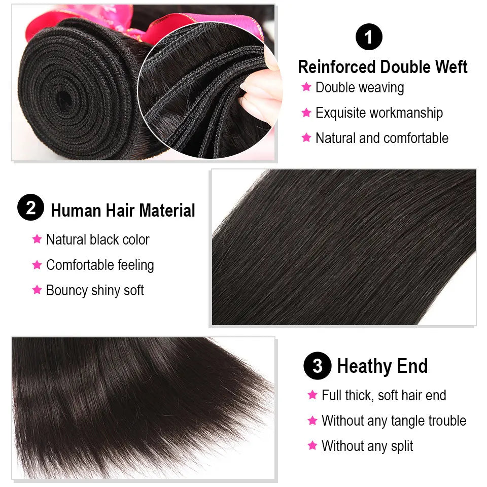 AliPearl Hair Straight 3 Bundles With 5x5 Closure Transparent Lace Closure Bundles With Closure Brazilian Human Hair
