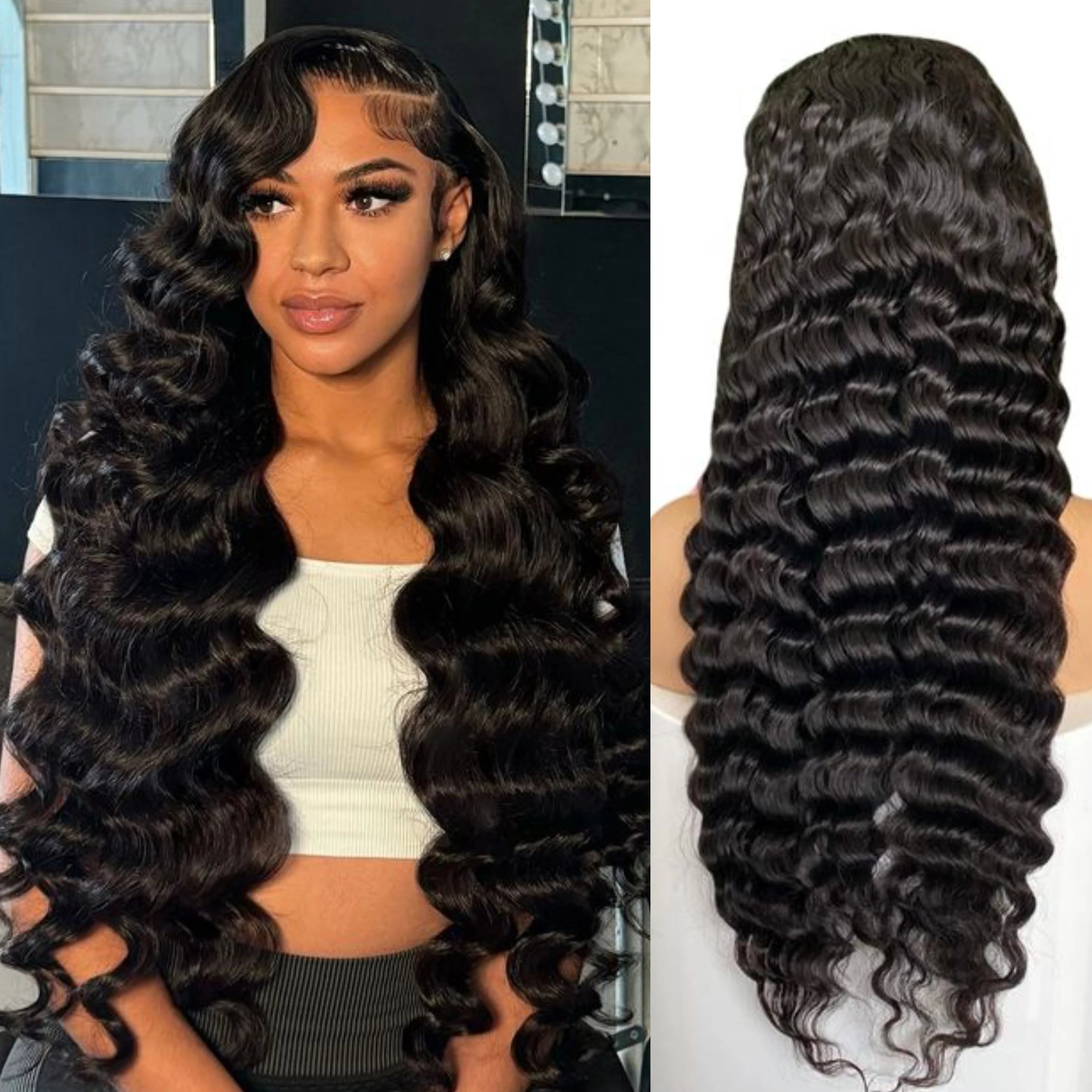 180% Density 13X4 HD Lace Front Glueless Wigs Bone Straight Burmese Curly Vietnamese Raw Hair Wigs 100% Natural Human Hair Wigs