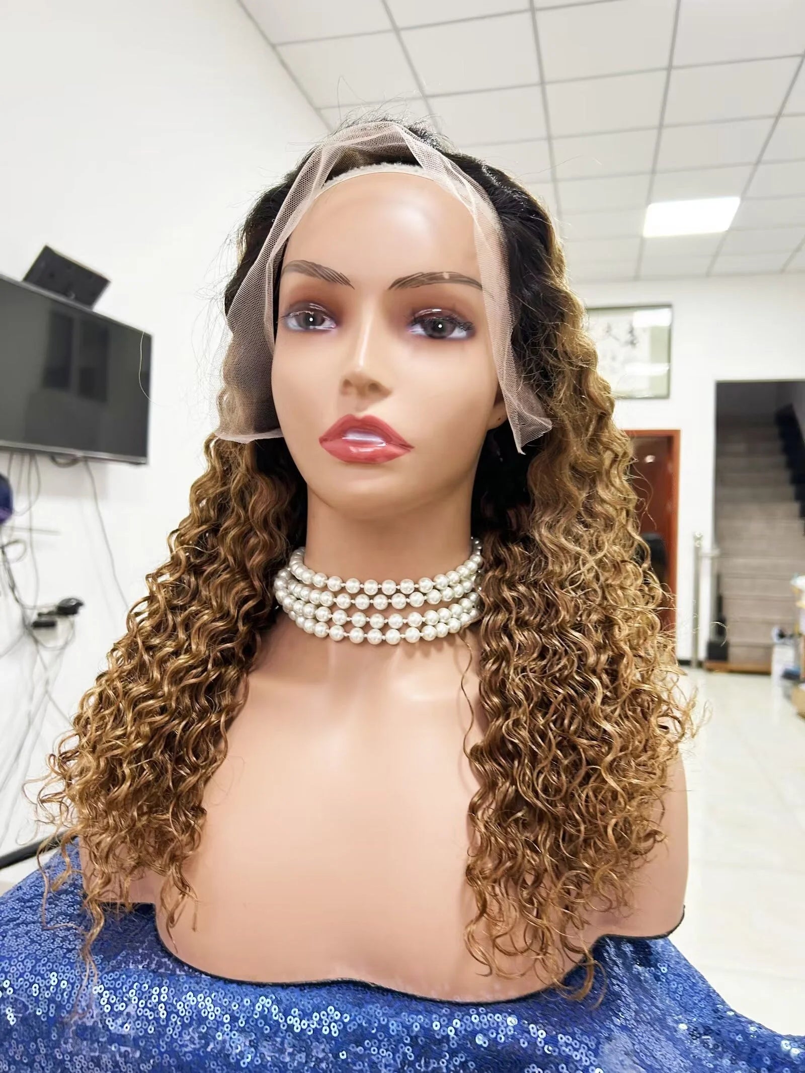 Hot Selling Highlight Water Wave Wig High Quality Brazilian Human Hair Wigs Indian Hair Wholesale Price Spanish Wave Human Hair