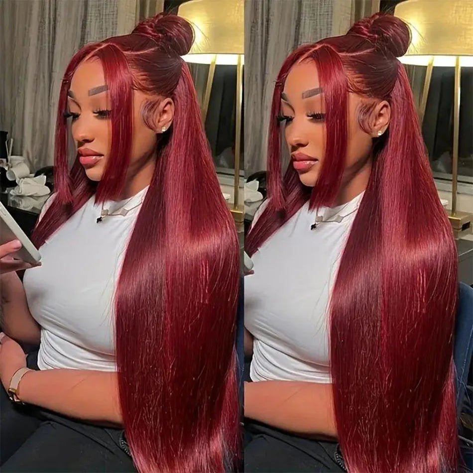 13X4 Lace Human Hair Wigs for Women Straight 99J Burgundy Bob Wigs 4X4 Hd Lace Front Wig for Black Women