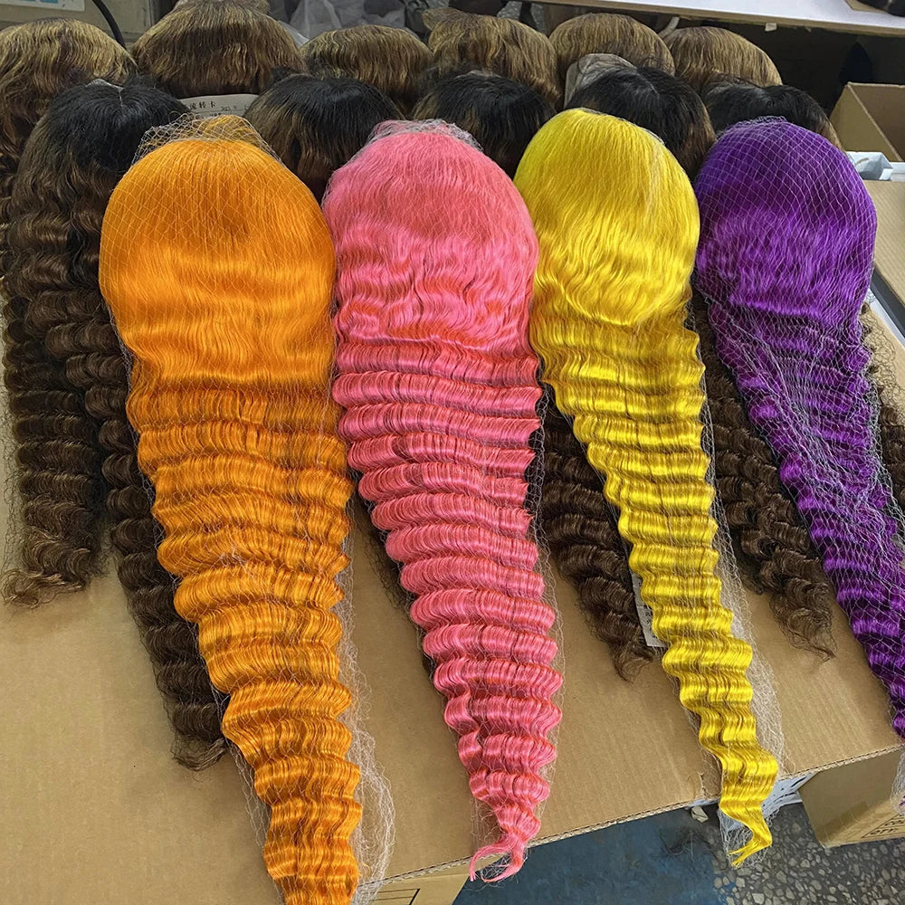 28 30 Inch Deep Wave Glueless Hd Lace Human Hair Wigs 13x4Hd Lace Closure Loose Deep Frontal Wig Vendors Raw Indian Hair