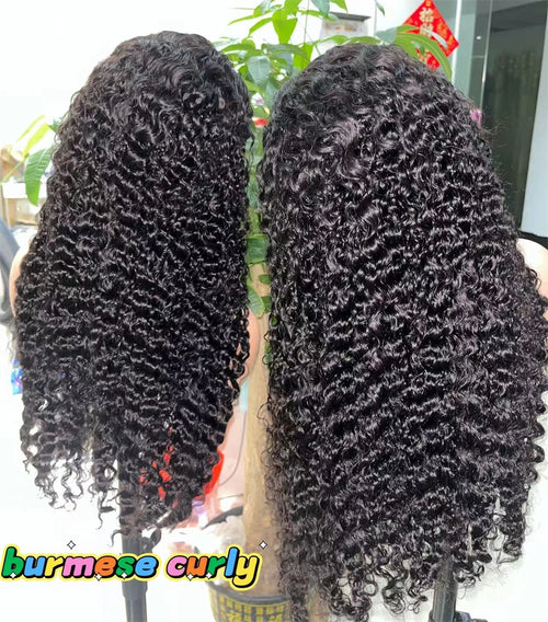 180% Density 13X4 HD Lace Front Glueless Wigs Bone Straight Burmese Curly Vietnamese Raw Hair Wigs 100% Natural Human Hair Wigs