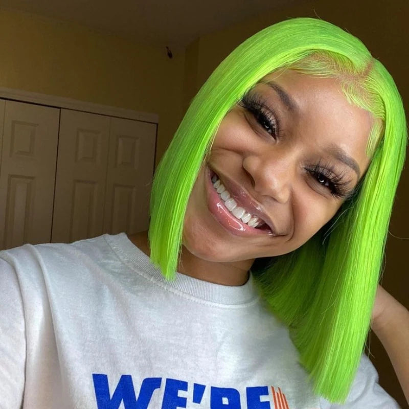 GL Cheap Wholesale Brazilian Pink Bob Wigs Double Drawn Human Hair Wigs for Black Women HD Transparent Pink Lace Front Wigs