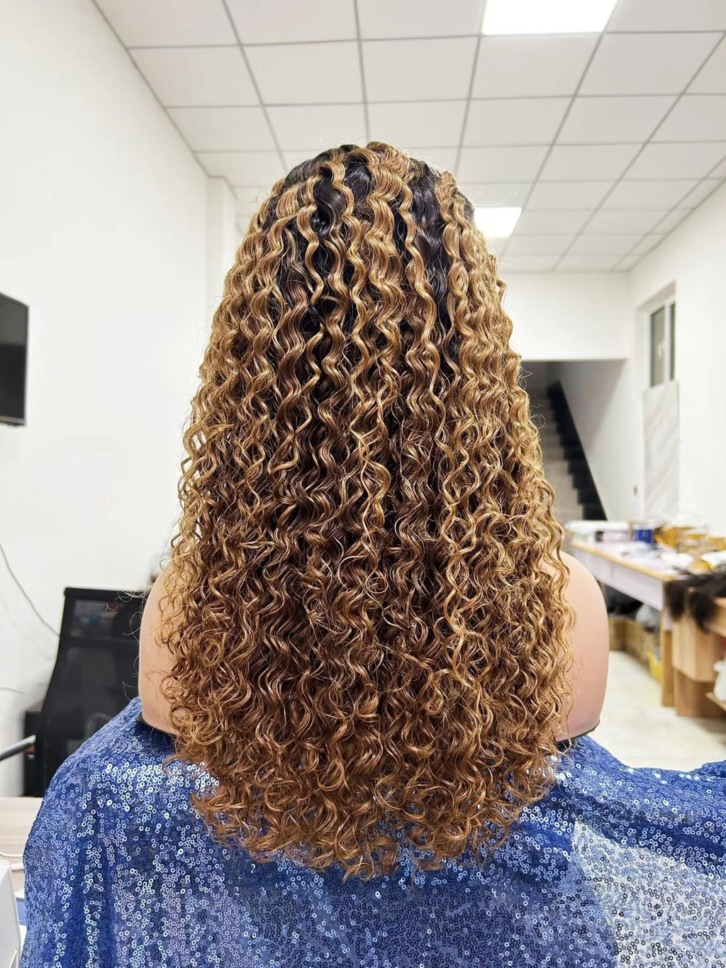 Hot Selling Highlight Water Wave Wig High Quality Brazilian Human Hair Wigs Indian Hair Wholesale Price Spanish Wave Human Hair