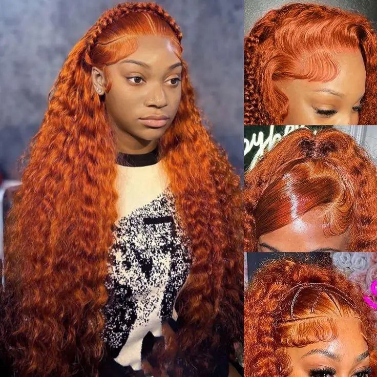 Vietnamese Raw Hair Wigs Deep Wave Cuticle Aligned Hair Ginger Wigs Human Hair Lace Front 30 40inch Virgin Curly Wig Human Hair