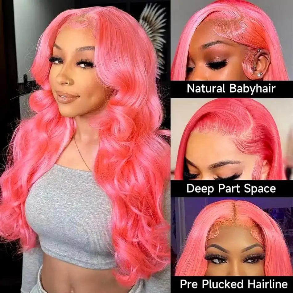Loose Body Wave Light Pink Lace Front Wig Human Hair 13X6 Hd Lace Frontal 613 Colored Wig 13X4 Brazilian Pre Plucked Wig 36 Inch