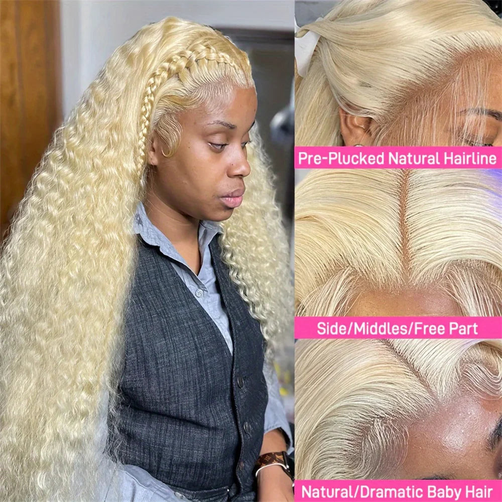613 13x6 Hd Deep Wave Lace Frontal Wig Brazilian 13x4 Wet And Wavy Water Wave Blonde Lace Front Curly Human Hair Wigs For Women