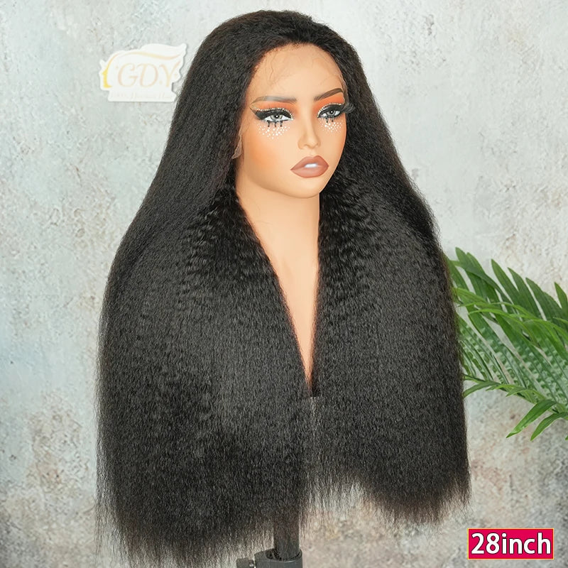 13x4 HD Lace Wig Double Drawn Kinky Straight Raw Virgin Human Hair Wigs Invisible HD Lace Melt Skins Pre Plucked Natural Color