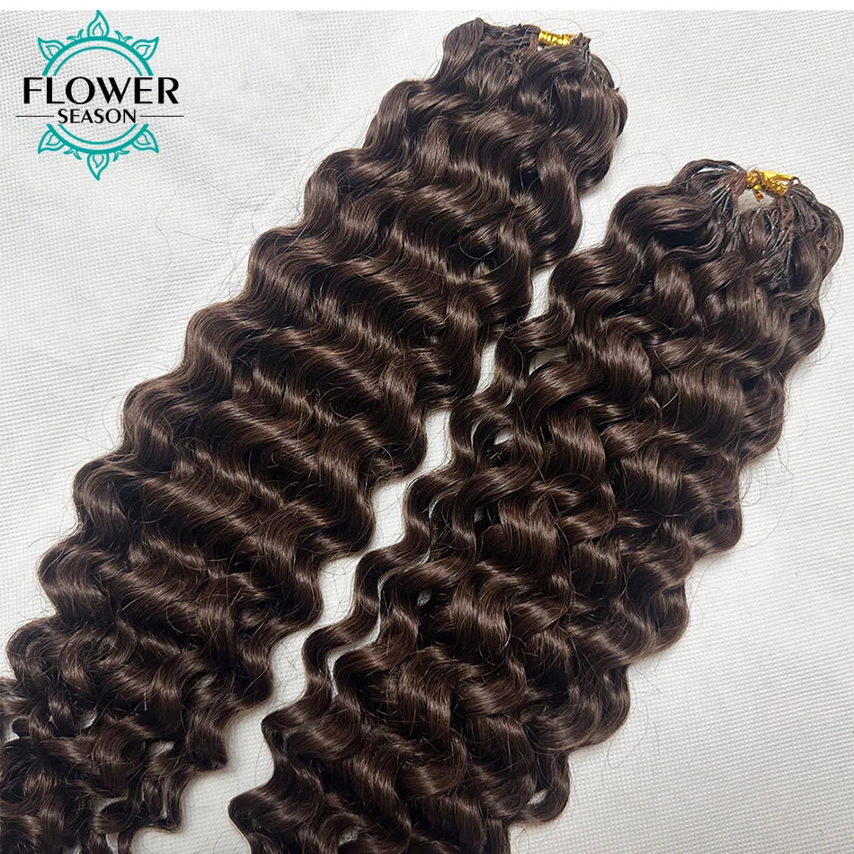 Curly Crochet Human Hair Colored #30 Pre-Separated Feather Crochet Hair Extensions Dark Brown 120g for Black Women