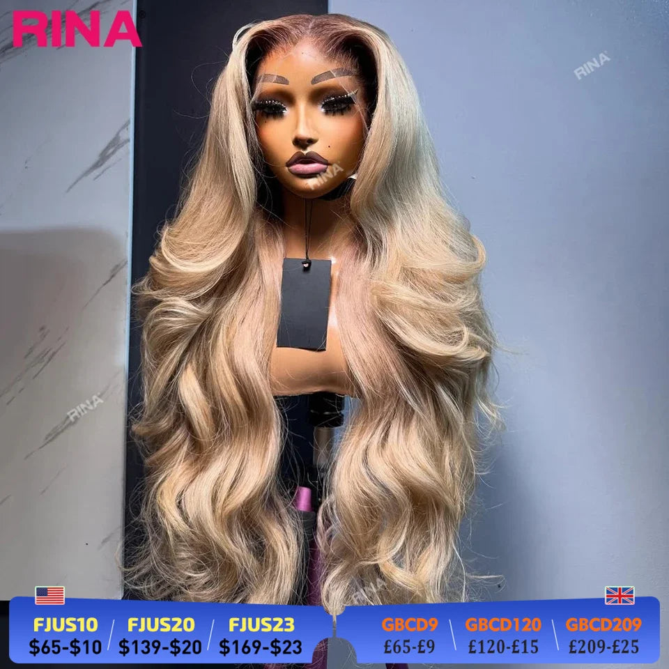 Dark Root Blonde 13x6 13x4 Hd Lace Frontal Wig Human Hair Ombre Colored Ombre Blonde Human Hair Wigs Body Wave For Women 5x5