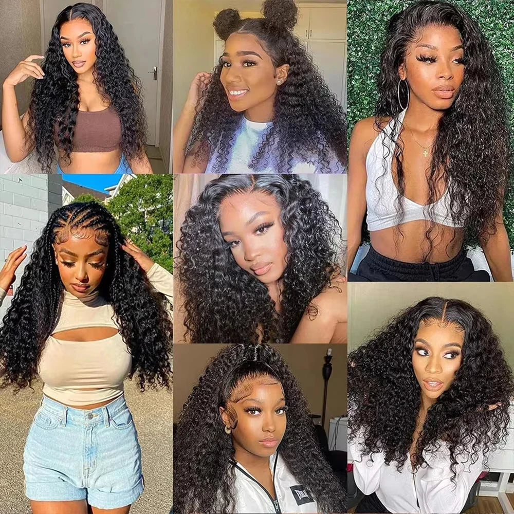 13x4 Lace Wigs 13x6 Lace Wigs Deep Wave Human Hair Wigs 20-36 Inch Transparent Lace Frontal Lace 200 Density For Women