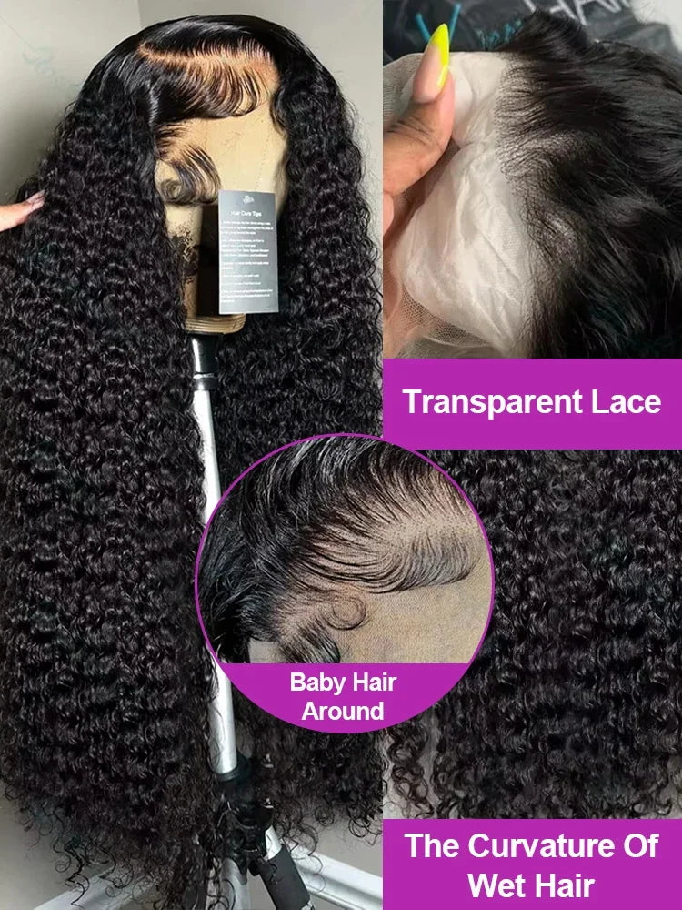 40Inch Wigs 100%Human Hair Kinky Curly Lace Front Wigs 13x6 HD Lace Human Hair Wigs Vietnamese Hair 300%Density Jerry Curly Wigs