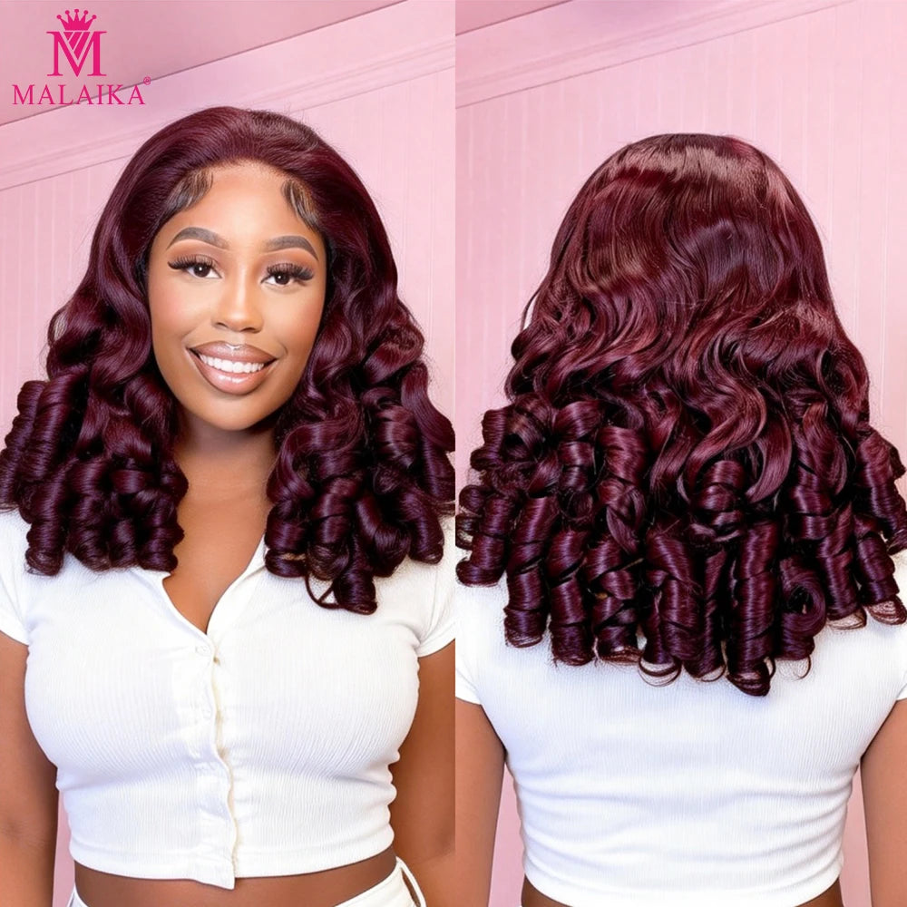 Double Drawn Loose Bouncy Wig 300% Density 5x5 Front Lace Loose Bouncy Curly Wig 100% Human Hair Loose Bouncy Wig for Women