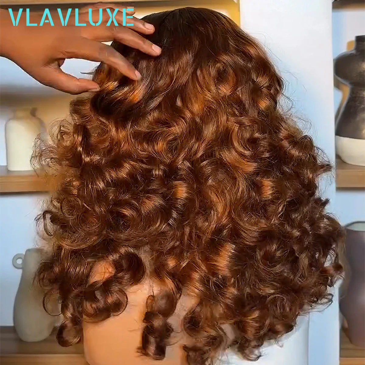 Bouncy Curly Glueless Honey Brown Wigs 13x6 HD Transparent Lace Frontal 300/400 Density Wigs 16-36 Inch Pre Plucked Wear And Go