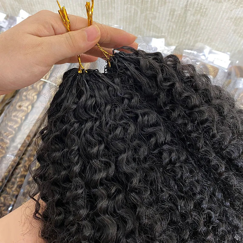 High Grade Human Hair Invisible Knotless Crochet Braiding Hair Extension for Women 14-24inch Afro Kinky Curly 4c 100g Soft Silky