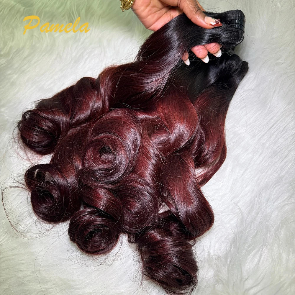 1B/Reddish Brown Color Loose Deep Wave 100% Human Hair Bundles With 13x6 Lace Frontal And 3 Bundles Hair Extensions