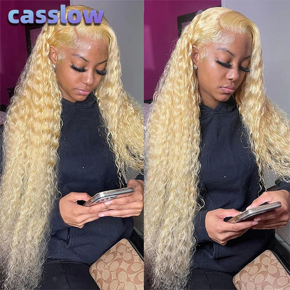 613 13x6 Hd Deep Wave Lace Frontal Wig Brazilian 13x4 Wet And Wavy Water Wave Blonde Lace Front Curly Human Hair Wigs For Women