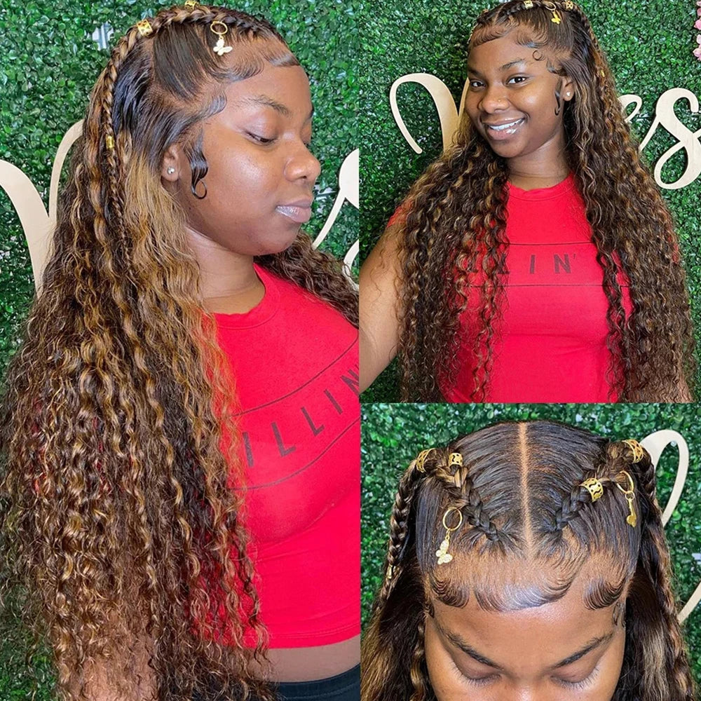 Deep Wave 4/27 Honey Blonde 30 40 Inch Lace Front Wig Human Hair Hd Lace Frontal Wig 13x4 13x6 Wig Humain Hair Wigs For Women