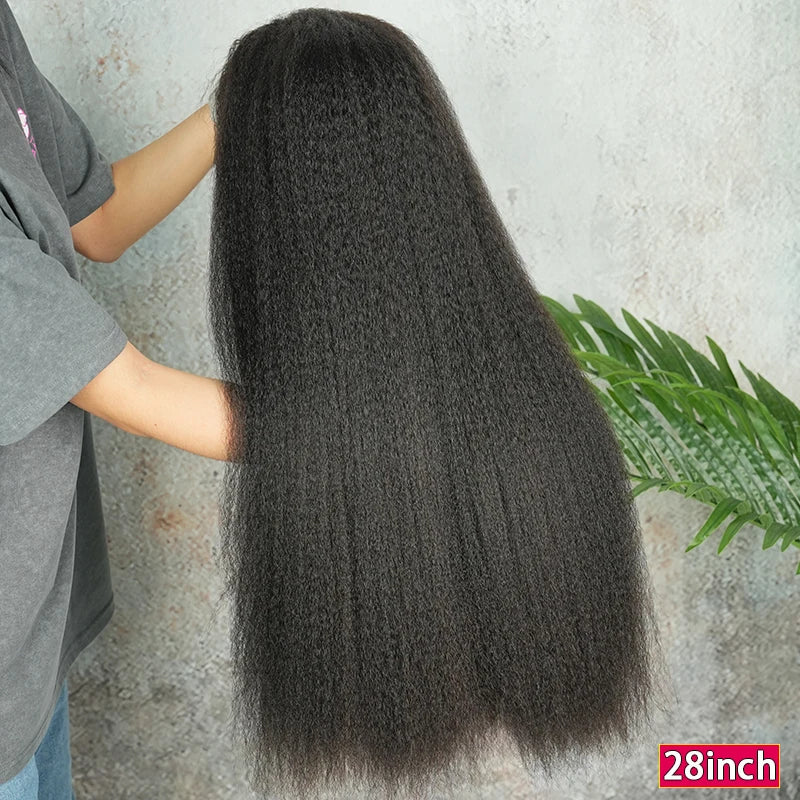 13x4 HD Lace Wig Double Drawn Kinky Straight Raw Virgin Human Hair Wigs Invisible HD Lace Melt Skins Pre Plucked Natural Color
