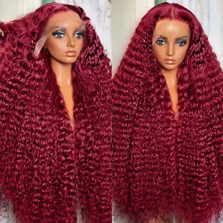 Silkwave Deep Wave Burgundy 13x6 Hd Lace Frontal Curly Human Hair Wigs For Women Red Colored 13x4 Lace Water Wave Frontal Wig
