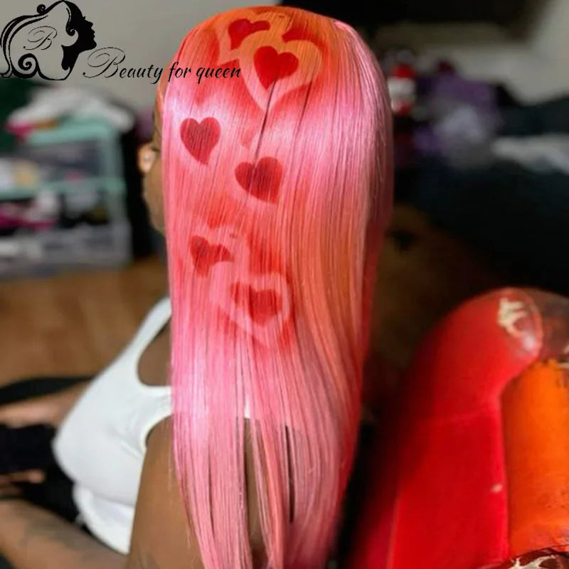 Colored Straight With Pattern High Quality Brazilian Human Hair Wig 13x4 HD Transparent Lace Frontal Wigs Pre Plucked Cosplay