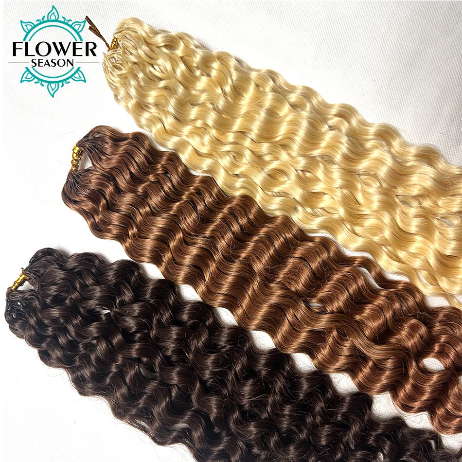 Curly Crochet Human Hair Colored #30 Pre-Separated Feather Crochet Hair Extensions Dark Brown 120g for Black Women
