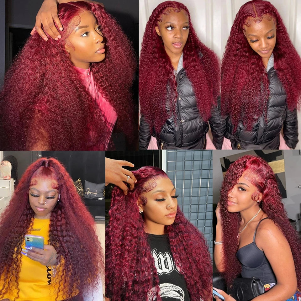Silkwave Deep Wave Burgundy 13x6 Hd Lace Frontal Curly Human Hair Wigs For Women Red Colored 13x4 Lace Water Wave Frontal Wig